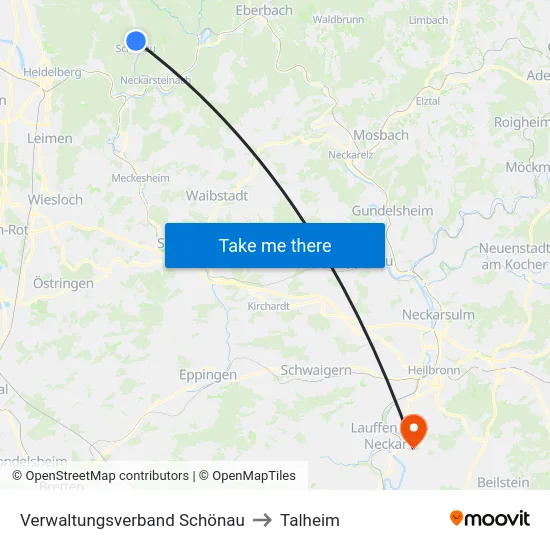 Verwaltungsverband Schönau to Talheim map