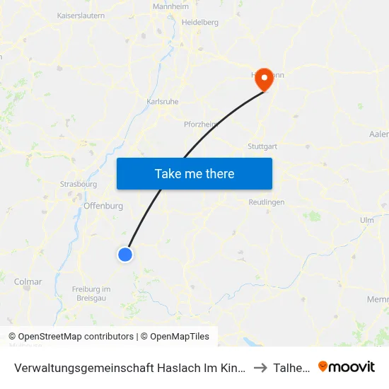 Verwaltungsgemeinschaft Haslach Im Kinzigtal to Talheim map