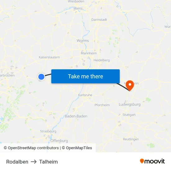 Rodalben to Talheim map