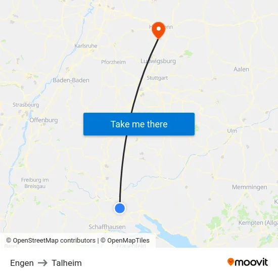 Engen to Talheim map