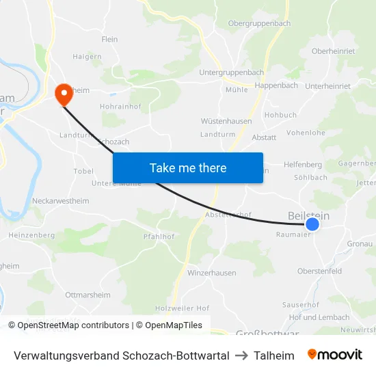 Verwaltungsverband Schozach-Bottwartal to Talheim map