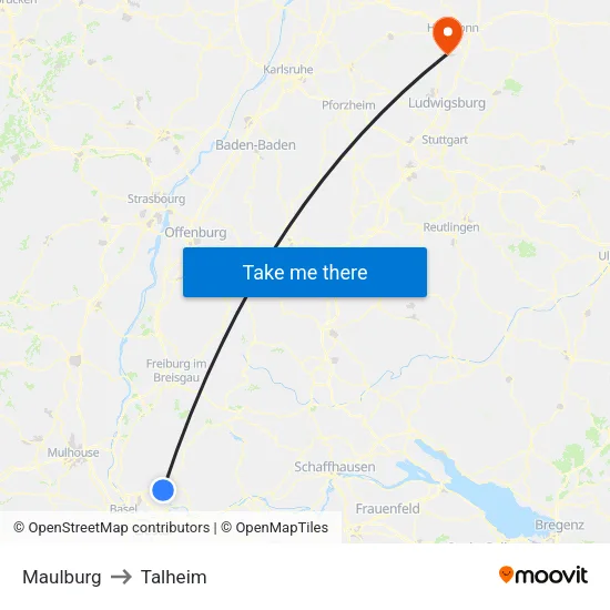 Maulburg to Talheim map
