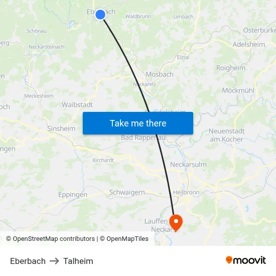 Eberbach to Talheim map