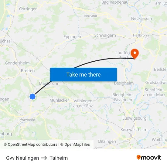 Gvv Neulingen to Talheim map