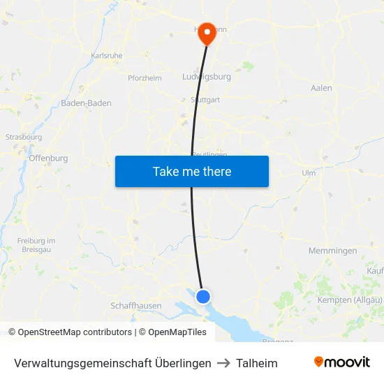 Verwaltungsgemeinschaft Überlingen to Talheim map