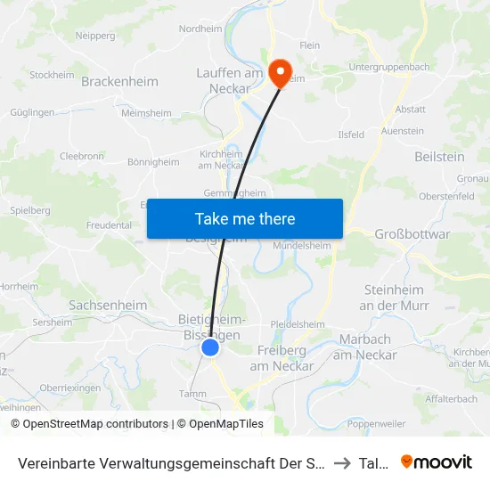 Vereinbarte Verwaltungsgemeinschaft Der Stadt Bietigheim-Bissingen to Talheim map
