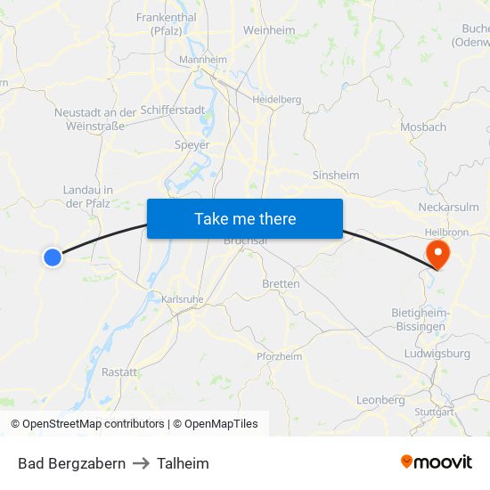 Bad Bergzabern to Talheim map