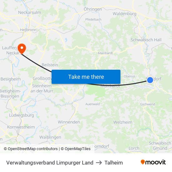 Verwaltungsverband Limpurger Land to Talheim map