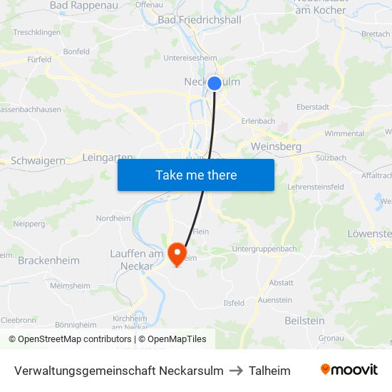 Verwaltungsgemeinschaft Neckarsulm to Talheim map