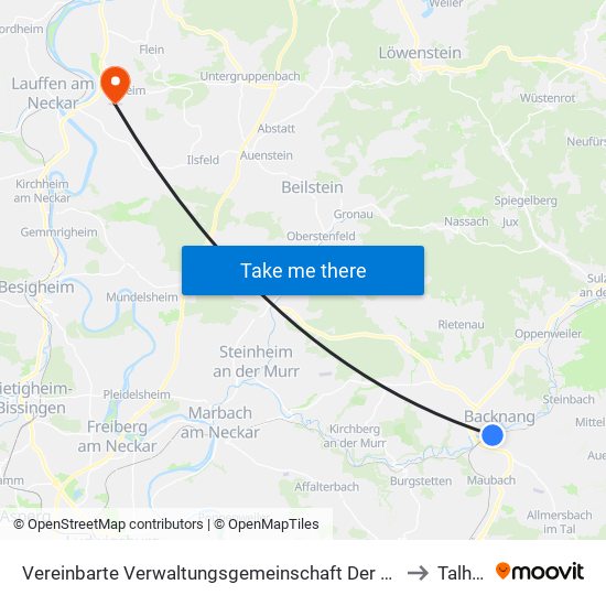 Vereinbarte Verwaltungsgemeinschaft Der Stadt Backnang to Talheim map