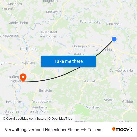 Verwaltungsverband Hohenloher Ebene to Talheim map