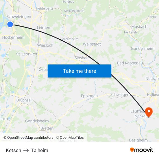 Ketsch to Talheim map