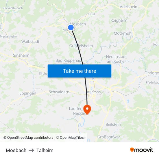 Mosbach to Talheim map
