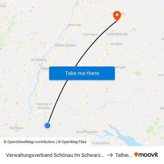 Verwaltungsverband Schönau Im Schwarzwald to Talheim map