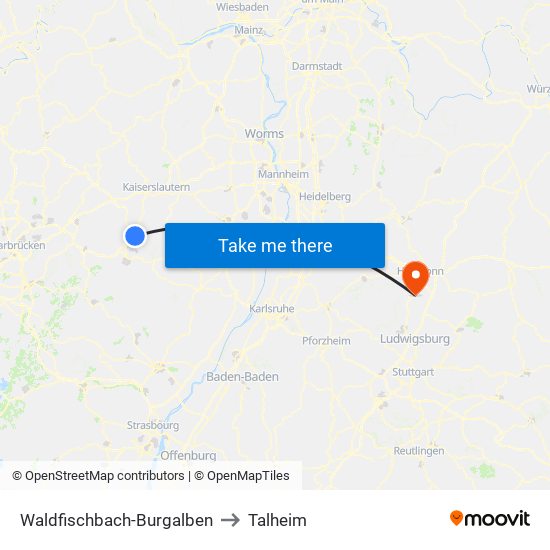 Waldfischbach-Burgalben to Talheim map