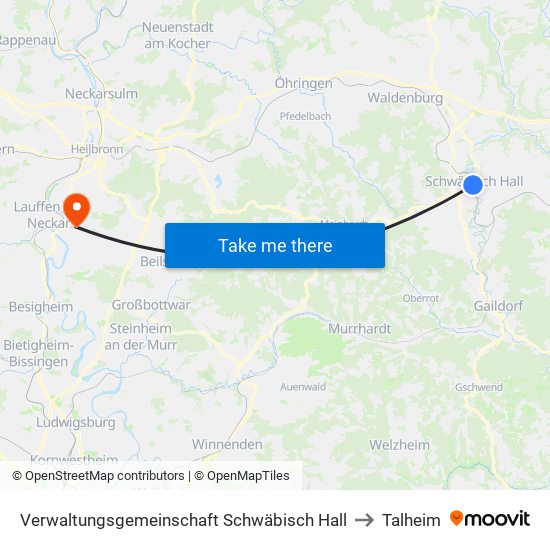 Verwaltungsgemeinschaft Schwäbisch Hall to Talheim map