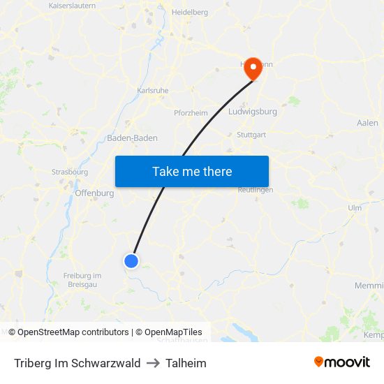 Triberg Im Schwarzwald to Talheim map
