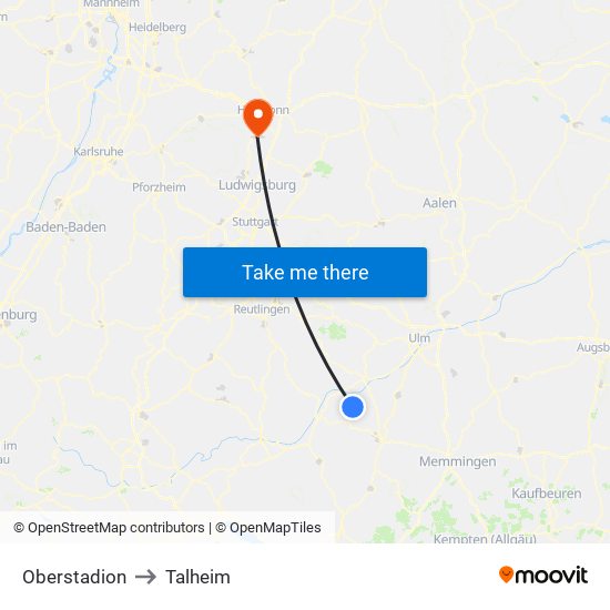 Oberstadion to Talheim map