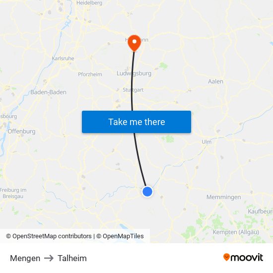 Mengen to Talheim map