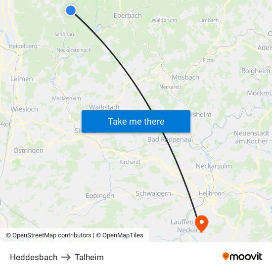 Heddesbach to Talheim map
