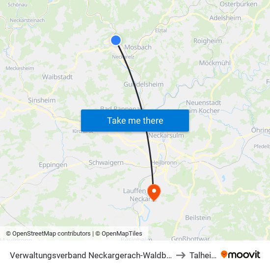 Verwaltungsverband Neckargerach-Waldbrunn to Talheim map