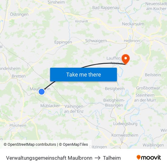 Verwaltungsgemeinschaft Maulbronn to Talheim map
