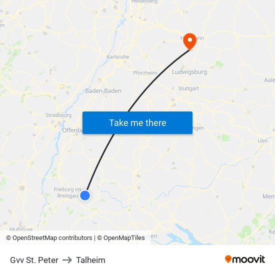 Gvv St. Peter to Talheim map