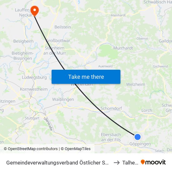Gemeindeverwaltungsverband Östlicher Schurwald to Talheim map