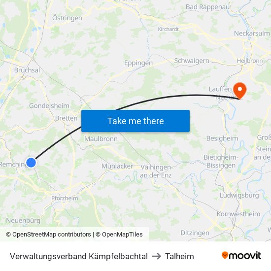 Verwaltungsverband Kämpfelbachtal to Talheim map