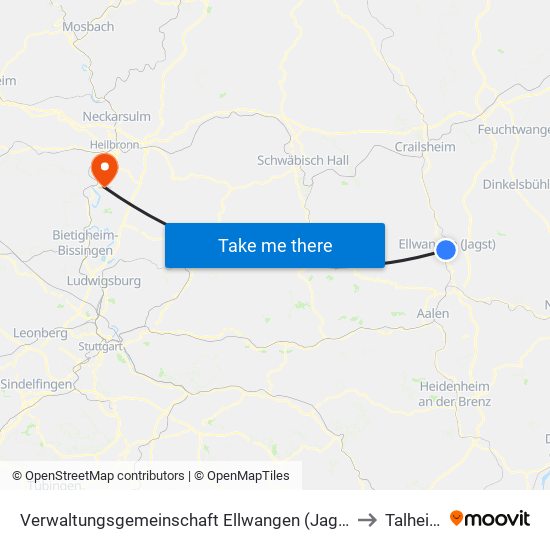 Verwaltungsgemeinschaft Ellwangen (Jagst) to Talheim map