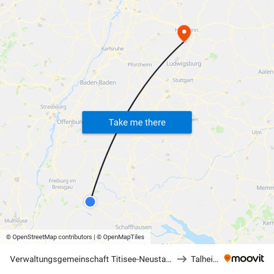 Verwaltungsgemeinschaft Titisee-Neustadt to Talheim map
