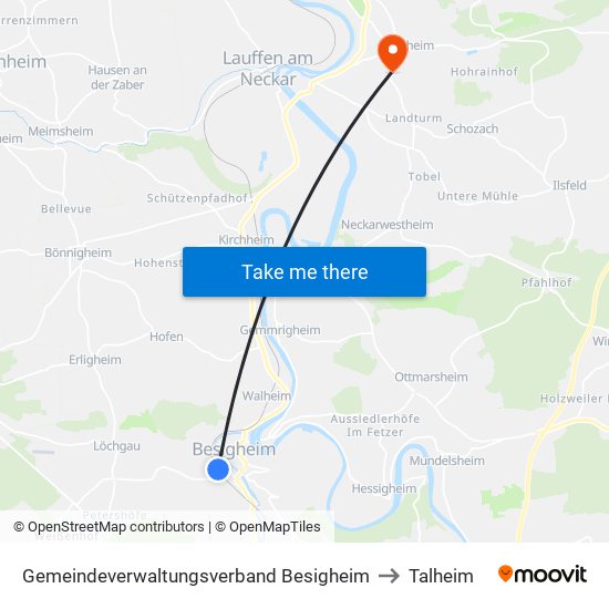 Gemeindeverwaltungsverband Besigheim to Talheim map