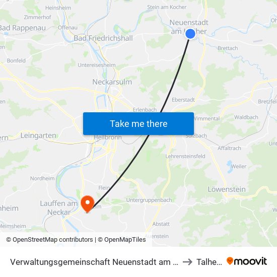 Verwaltungsgemeinschaft Neuenstadt am Kocher to Talheim map