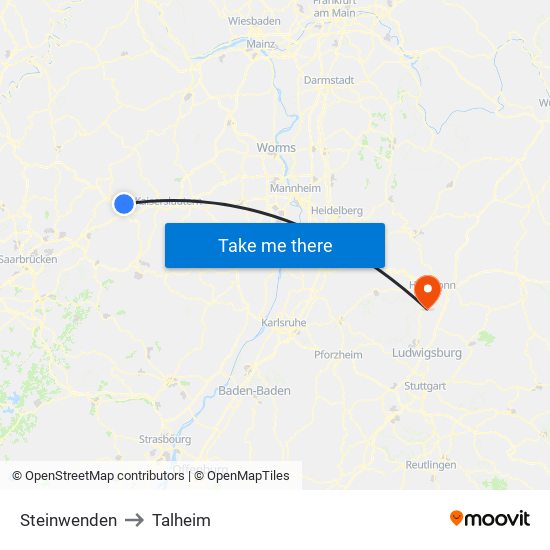 Steinwenden to Talheim map