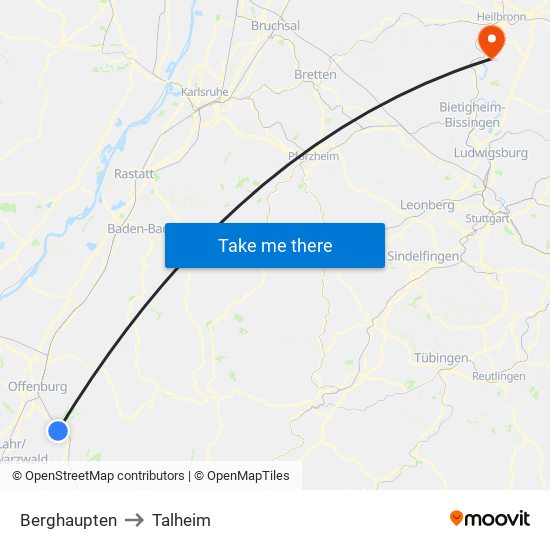 Berghaupten to Talheim map