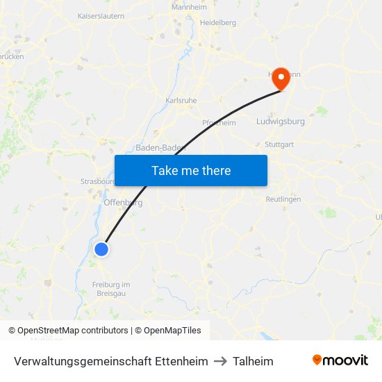 Verwaltungsgemeinschaft Ettenheim to Talheim map