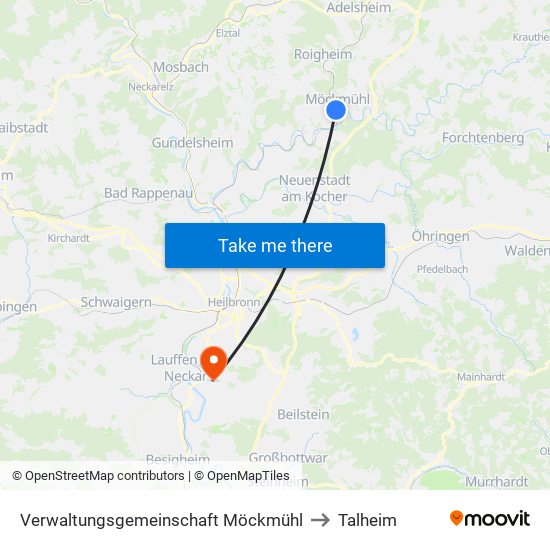 Verwaltungsgemeinschaft Möckmühl to Talheim map