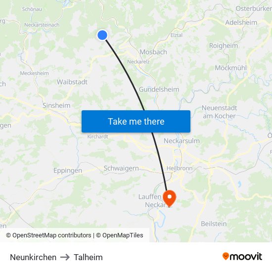 Neunkirchen to Talheim map