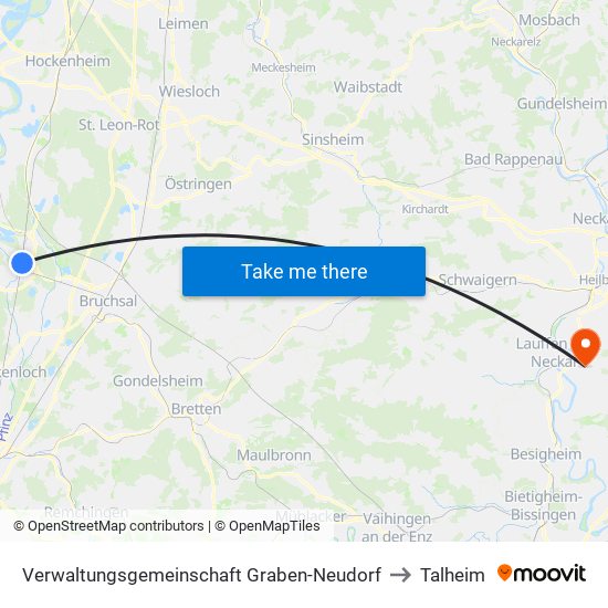 Verwaltungsgemeinschaft Graben-Neudorf to Talheim map