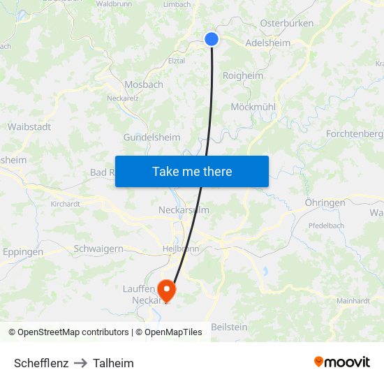 Schefflenz to Talheim map