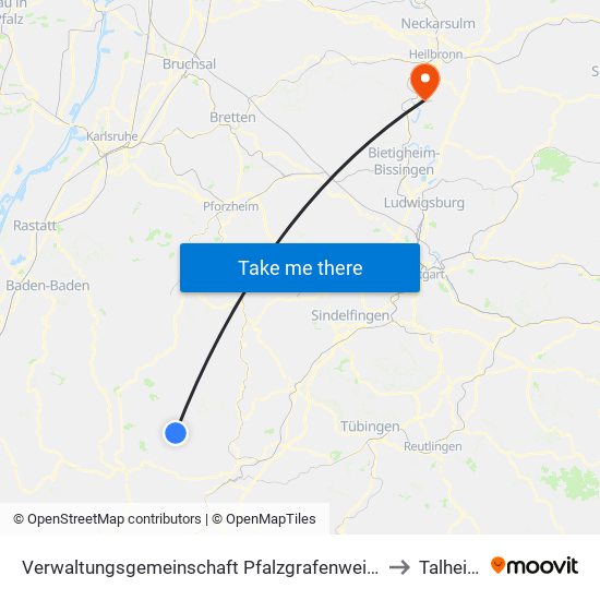 Verwaltungsgemeinschaft Pfalzgrafenweiler to Talheim map