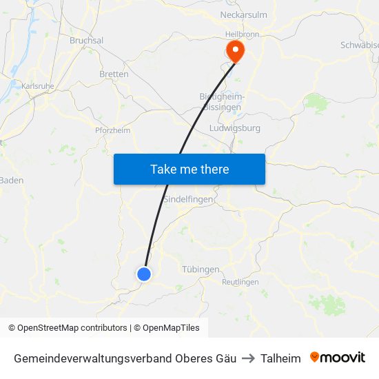 Gemeindeverwaltungsverband Oberes Gäu to Talheim map