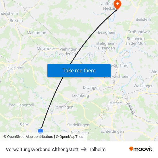 Verwaltungsverband Althengstett to Talheim map