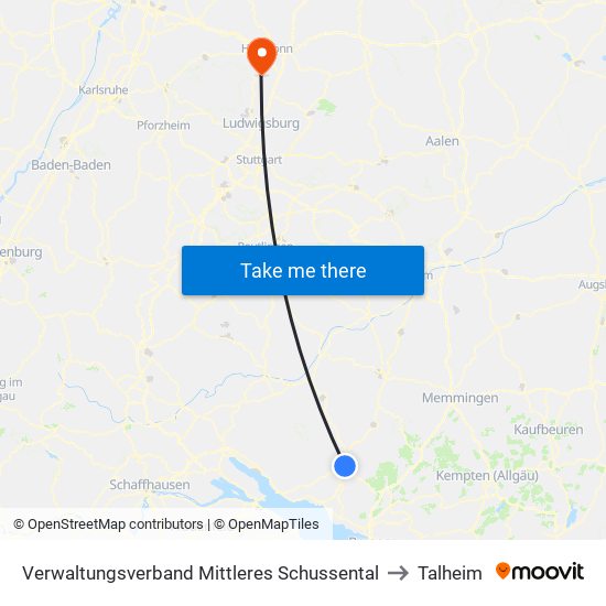 Verwaltungsverband Mittleres Schussental to Talheim map