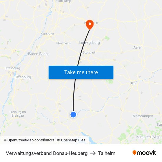 Verwaltungsverband Donau-Heuberg to Talheim map