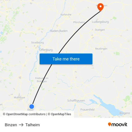 Binzen to Talheim map
