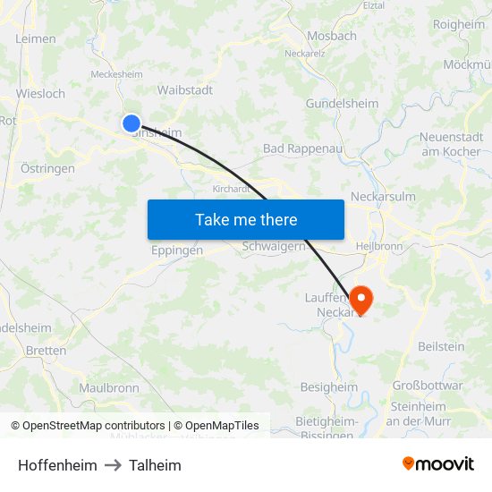 Hoffenheim to Talheim map