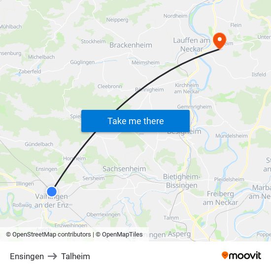Ensingen to Talheim map