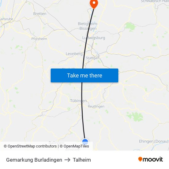 Gemarkung Burladingen to Talheim map