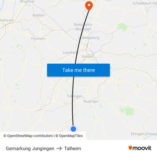 Gemarkung Jungingen to Talheim map